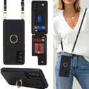 Lipvina for Samsung Galaxy Note 20 Ultra Case with Card Holder and Strap for Women,Crossbody Lanyard,RFID Blocking,Ring Stand,Snap Clasp,Phone Wallet Cases 6.9 inch(Black)