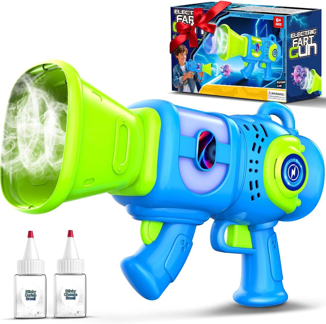 Fart Gun Toy for kids: Fart Blaster with Real Fog Rings, 2 Scents, 2 Sound Effects & Color-Changing Lights, Anti-Backflow Design for Boy, Girl, Funny Prank Gift for Easter Birthday and Party Fun