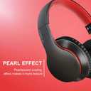 LORELEI X6 Over-Ear Headphones with Microphone, Lightweight Foldable & Portable Stereo Bass Headphones with 1.45M No-Tangle,Wired Headphones for Smartphone Tablet MP3 / 4 (Black-Red)