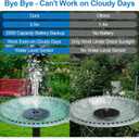 3.5W Solar Fountain with Battery - Work On Cloudy Days - Upgrade Glass Panel Solar Bird Bath Fountain, Hummingbird Water Feature Pump with 7 Nozzles, 4 Fixed Pipes for Garden, Pool, Pond