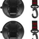 Pack of 2, TEANTECH 2 Pack Suction Cup Hooks Heavy Duty Car Camping Essentials Upgraded Tie Down Suction Cup Camper Accessories with Securing Hook Strong Power for RV Boat Window Glass Camping Trap, Black