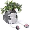 HAUCOZE Cat Planter Succulent Pot Animal Statue Modern Decor 4.9 Inch | Polyresin Storage for Small Things, Flower Pot for Cactu Plant, Interior Sculpture Gift for Cabinet Bookshelf