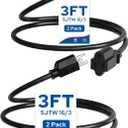 2-Pack Outdoor Extension Cord 3FT, 16/3 Gauge SJTW Power Cable for Indoor and Outside Use, 3 Prong Grounded Outlets Plugs for Christmas, Halloween, Decor & Lights, Black, ETL Listed B01ECP206