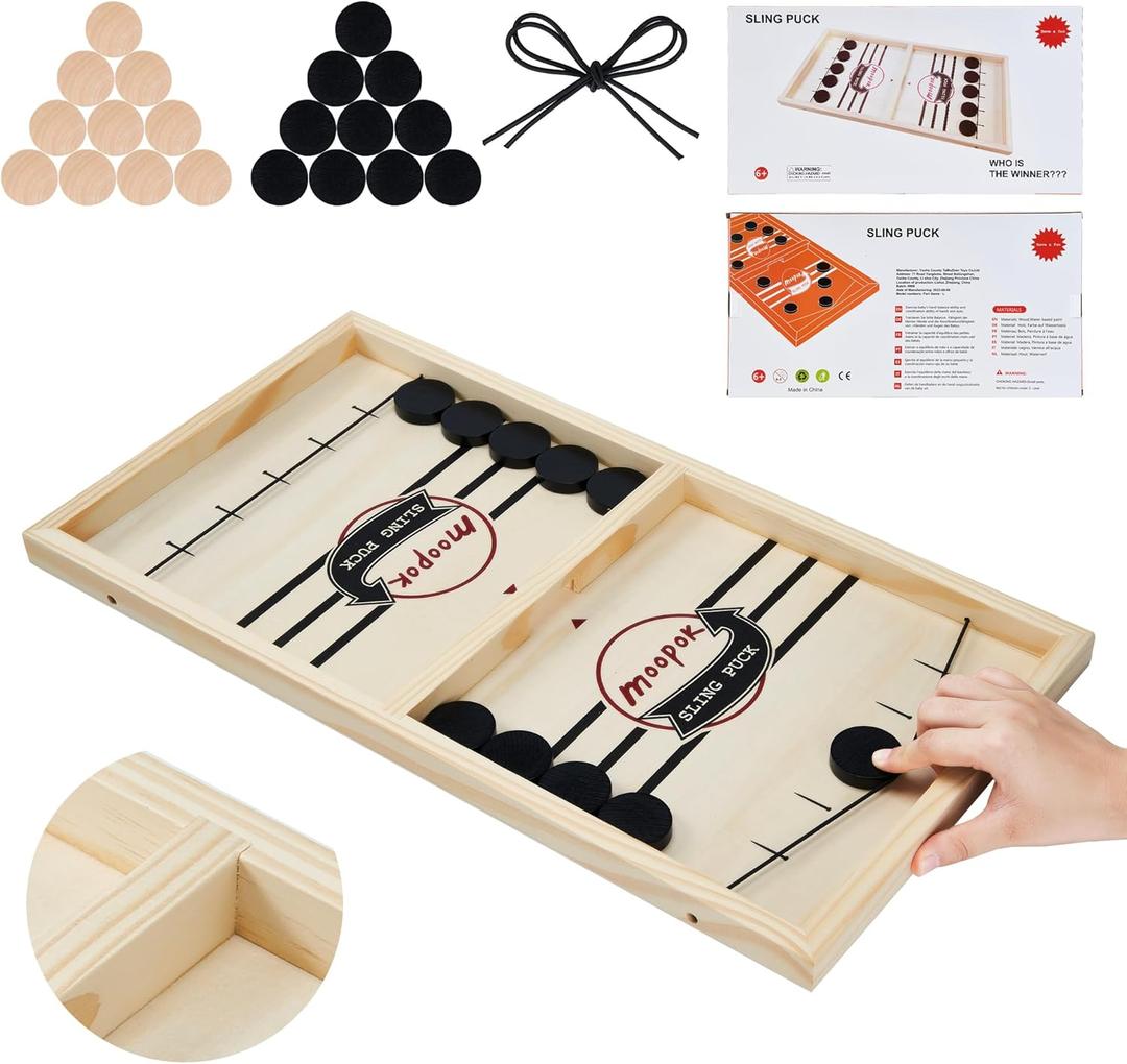 Fast Sling Puck Game - Fast Action Super Foosball Table Desktop Battle Slingshot Wooden Air Hockey Board Game -Guaranteed Fun for Family Game Night or Friends Party (Large) Fast Sling Puck Game - Fast Action Super Foosball Table Desktop Battle Slingshot Wooden Air Hockey Board Game -Guaranteed Fun for Family Game Night or Friends Party (Large)