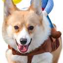 NACOCO Cowboy Rider Dog Costume for Dogs Clothes Knight Style with Doll and Hat for Halloween Day Pet Costume (M)