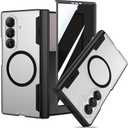 VEGO for Galaxy Z Fold 7 Case, Compatible with MagSafe, with [Hinge Protection][Front Privacy Screen Protector], Magnetic Anti-Peeping Translucent Slim Clear Cover for Samsung Z Fold 7 5G - Black