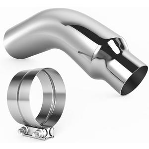 Exhaust Tip, 4 Inch Diesel Exhaust Tip Elbow Tip with clamps, 4 to 6 Inch Exhaust Chrome Exhaust Tips Elbow Polished Diesel Exhaust Tip for Pickup Truck, Car, Truck