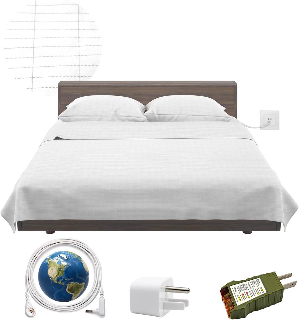 Grounding Sheet, 90% Organic Cotton + 10% Pure Silver Organic Fitted Grounded Sheet for Improved Sleep