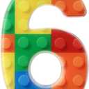 Building Block Number 0-9 Birthday Cake Candle Numeral Birthday Sparkler Candles for Building Block Cake Topper for Party Decorations Supplies(Number 6)