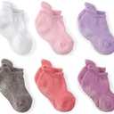 LA ACTIVE Non Slip Grip Ankle Boys and Girls Socks with Non Skid for Babies Toddlers and Kids Back to School (1-3T, Pinks - 6 Pairs)