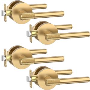 Asidrama 4 Pack Champagne Bronze Privacy Door Handles, Door Lever with Door Knobs Indoor for Bedroom or Bathroom, Heavy Duty Door Handles Interior with Locks for Left Right Sided Doors