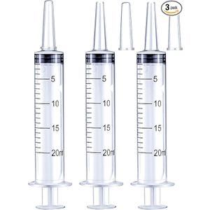 20ml Syringe for Liquid, Oral, Scientific Labs, Measurement, Dispensing, with Cap 3 Pack 20ml Syringes