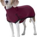 ROZKITCH Dog Winter Coat Soft Pullover Pajamas, Pet Windproof Warm Cold Weather Jacket Vest Cozy Jumpsuit Apparel Outfit Clothes for Walking Hiking Travel Sleep Red 2XS (2XS(Back Length:11-12"))