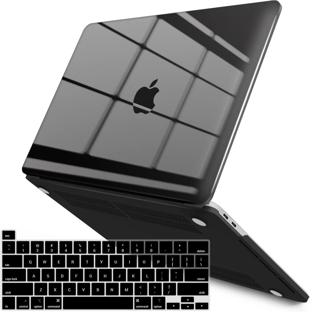 IBENZER Compatible with MacBook Pro 13 Inch Case M2 M1 2026 2025 2024 2023 2022 A2338 A2289 A2251 A2159 A1989 A1706 A1708, Hard Shell Case & Keyboard Cover for Mac Pro 13, Crystal Black, T13CYBK+1