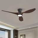 TALOYA 52 Inch Ceiling Fans with Led Lights Remote Control Flush Mount Low Profile for Bedroom Farmhouse Patio Outdoor Living Room Kitchen Dining Room,DC Motor,Reversible,Buzzer ON/Off,Black Walnut