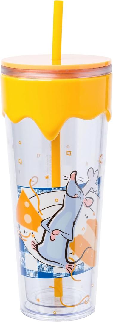 Silver Buffalo Disney Pixar Ratatouille Remy, Plastic Drip Tumbler, 26oz Includes Lid and Straw, 0.77 Liters, Ratatouille
