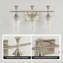 Bathroom Light Fixtures (3-Light, 19 Inch), Brushed Nickel Vanity Lights for Bathroom with Clear Wine Glass Glass Shade, Modern Vanity Wall Lights for Mirror Bedroom Living Room Kitchen Hallway Porch
