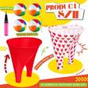 Granny Pants Yard Game with Oversized Pants Bouncy Balls and Pump, Easter Giant Outdoor Tossing Game for Family Reunion Backyard Carnival Party Gathering (Heart, Vivid Color)