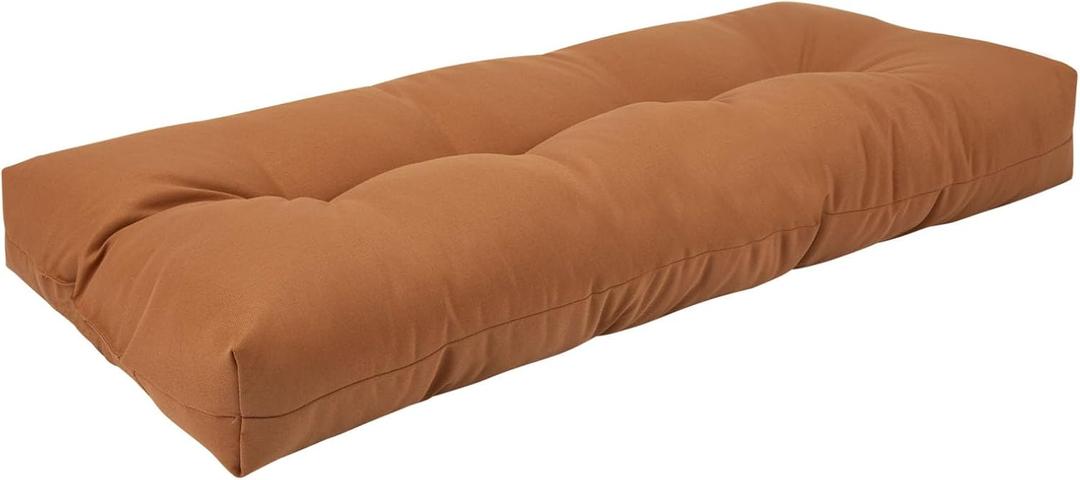 FUNHOME Outdoor Bench Cushion 42 x18 inch with Non-Slip Grips,Water Resistant Porch Swing Cushion,Bench Pillow Pads,Tufted Cushions for Patio Garden Furniture,42" Seat Cushions(Caramel Orange)