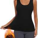 WOWENY Women Sleeveless Thermal Tank Top for Cold Weather Fleece Lined Underwear Top Warm Camisole Base Layer Vest Lingerie Small