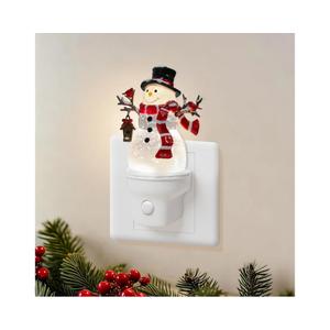 Christmas Snowman Night Light Plug into Wall Glitter Water Nightlight with USB/Outlet Options, Christmas Decorative Nightlight for Bedroom Kitchen Nursery Holiday Decorations Gifts (Snowman)