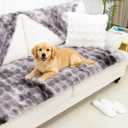 Pet Couch Cover Sofa Washable - Dog Couch Protector Covers Non-Slip Soft Fuzzy Plush Sofa Slipcovers, Pet Friendly Dog Mat for Furniture Couches, Car, Recliner, Gery, 27.6"x27.6"