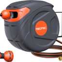 New Retractable Garden Hose Reel 1/2 inch x 50 ft Any Length Lock 9 Pattern Nozzle Wall-Mounted Automatic Slow Return 180 Swivel UV Resistant Heavy Duty Hose Reels for Outside