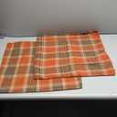 Orange green olive Halloween plaid harvest thankful season Throw Pillow 16"x16"