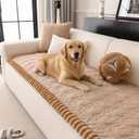FUANGUI Couch Covers for Dogs Washable, Sofa Cover with Straps for 3 Cushion Couch,Non-Slip Pet Couch Protector for Sectional & Leather Sofa, 1PC (Khaki, 27.6" x 70.9")