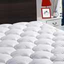 LEISURE TOWN Queen Mattress Pad Fitted Quilted Cotton Mattress Cover Cooling Soft Pillow Top Mattress Topper with Down Alternative Filling Mattress Protector with 8-21 Deep Pocket 
