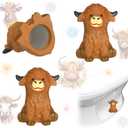 Honeydak 2 Pack Toilet Bolt Caps Decorative Highland Cow Toilet Bolt Screw Covers Cute Ceramic Bathroom Decor Fun Themed Gadgets Bathroom Replacement Parts (Brown)
