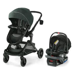 Graco® Modes Nest DLX Travel System, 3-in1 Modular Baby Carseat Stroller Combo, Adjustable Slide2Me Infant Car Seat Carrier, Pramette, to Toddler Stroller, Includes SnugRide DLX Infant Car Seat, Raven manufacturing date 11/18/2022