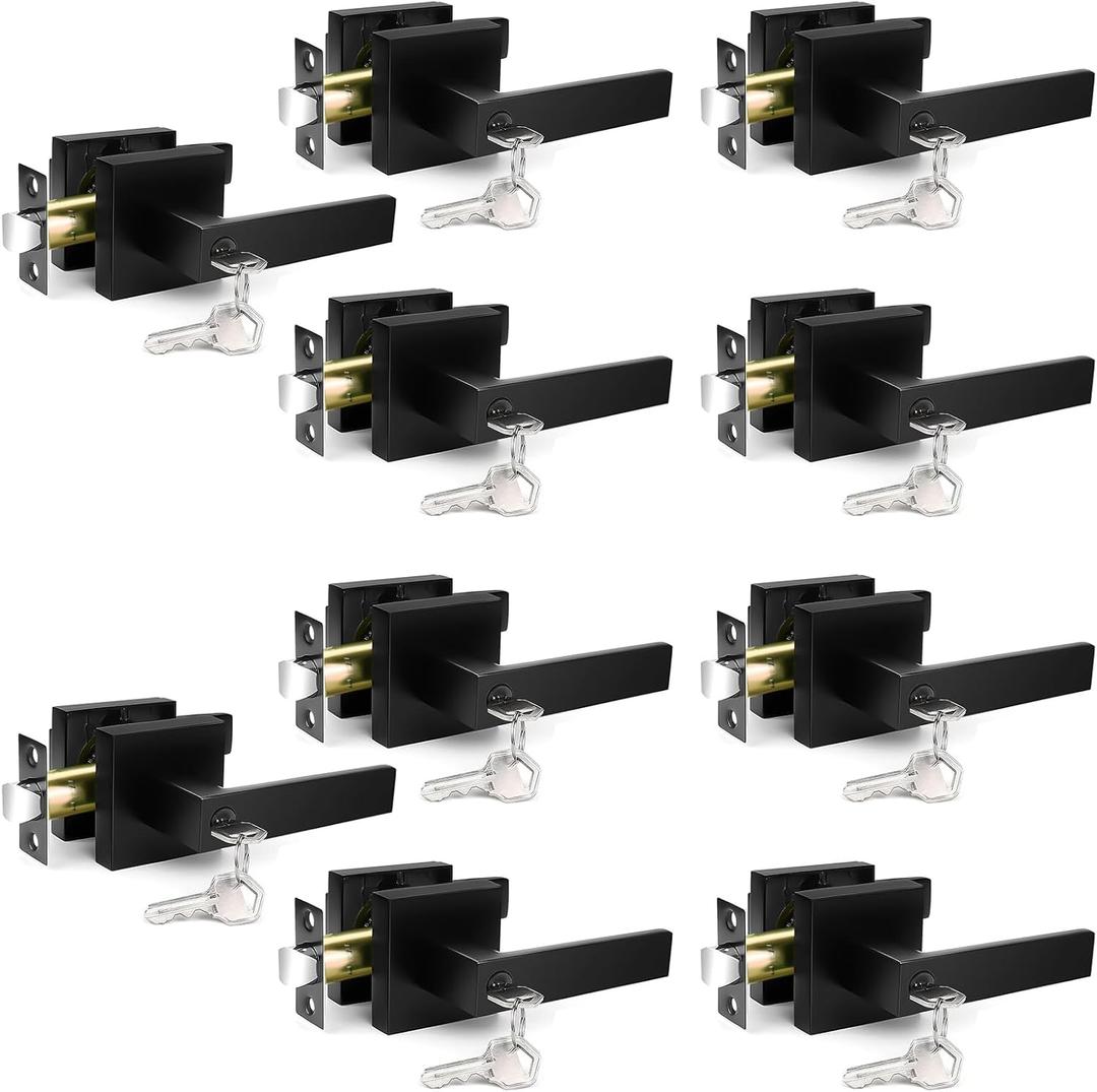 10 Pack Door Lock Black Door Handle Interior Door Knobs Heavy Duty Zinc