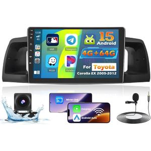 4+64G Car Radio for Toyota Corolla EX 2005 2006 2007 2008 2009 2010 2011 2012, 9" Touch Screen for Corolla Car Stereo Upgrade Carplay Android Auto with 32EQ Bluetooth5.0 1280 * 720 Resolution