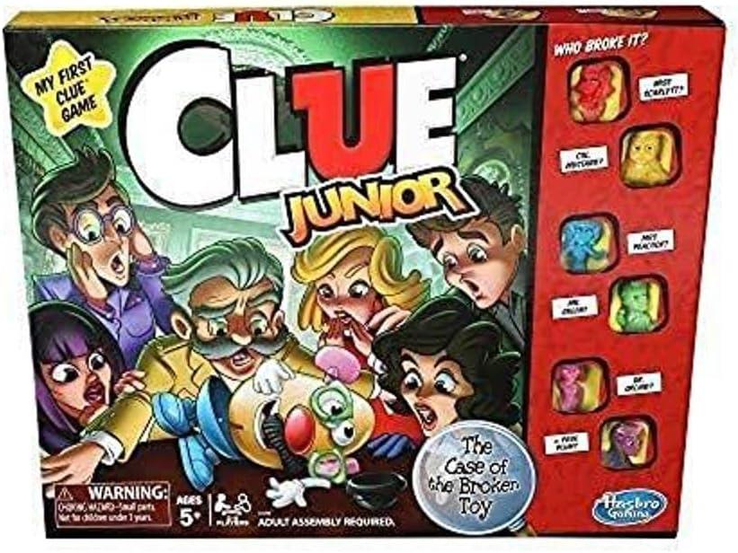 Hasbro Gaming Clue Junior Board Game for Kids Ages 5 and Up, Case of The Broken Toy, Classic Mystery Game for 2-6 Players