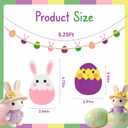 Easter Garland Decorations, 5.25 Ft Easter Felt Bunny Egg Wooden Beads Ornaments Garland for Mantle, Spring Felt Fireplace Garlands, Spring Farmhouse Holiday Banner Decorations, Wall Decor