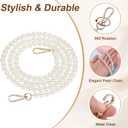 uxcell 2 Pcs Imitation Pearl Purse Strap, 43.3 Inch Handbag Purse Chain with Plate Clasp Replacement Extender Bead for DIY Decorative Handbags Bags, Gold