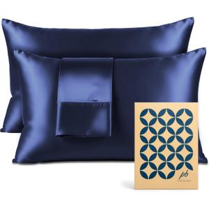 Pure Bedding Satin Pillowcase 2 Pack - King Size (20"x40", Midnight Blue) - Silky Pillow Cases for Hair and Skin - Satin Pillow Covers with Envelope Closure - Extra Soft Premium Microfiber
