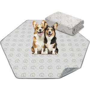 FXW Washable Pee Pads for Dogs, Puppy Pads with Super Absorbent, Specifically Designed for 24inch 6 Panels Dog Playpen, Hexagon, 62" x 55", 1 Pack