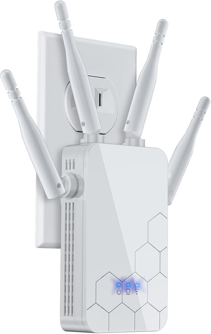 WiFi Extender Internet Booster, 10000 Sq.ft Long Range Repeater Wireless Routers Amplifier, Support More Network Devices at Home, Mesh Wi-Fi 80% Faster, Broader Than Ever, 1 Tap Setup