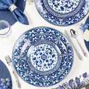 Hioasis 12Pcs Blue Charger Plates & Platters - 13 Inch plastic charger plates, Heavy-duty, BPA-free, Floral Table Chargers for Dinner Wedding & Party