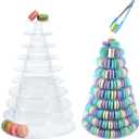10 Tiers Macaron Tower Stand, Macaroon Tower Stand with Tongs Round Cupcake Cake Stand Desserts Display Holder Platter for Baby Shower, Birthday, Wedding, Party Decor (10-Tiers with Tongs)