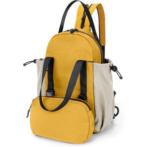 7L Convertible Sling Bag for Women, Small Nylon Backpack Purse, Waterproof Cute 3 in 1 Mini Travel Daypack, Crossbody Sling Bags with Detachable Waist Pack, Yellow