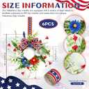 6 Pcs Mini Patriotic American Kitchen Cabinet Wreaths Small 4th of July Floral Swag Wreath for Front Door with Ribbon Daisy July Independence Day Hanging Wreath for Porch Wall Farmhouse Decor
