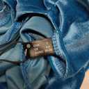 Capuffy Women Backless Velvet Maxi Dress Back Slit Ruched Bodycon Formal Dress High Neck Cocktail Party Dress 091 (Small, Peacock Blue)