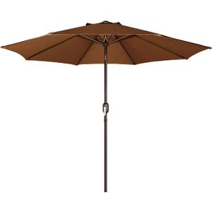 Blissun 9' Outdoor Patio Umbrella, Outdoor Table Umbrella, Yard Umbrella, Market Umbrella with 8 Sturdy Ribs, Push Button Tilt and Crank