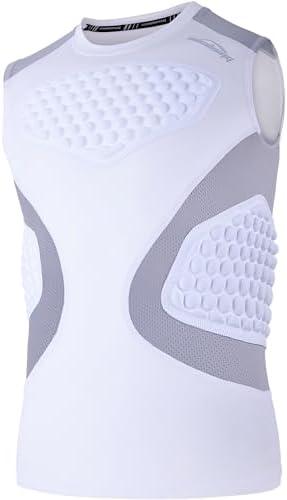 COOLOMG Mens Baseball Chest Rib Protector Adult Football Padded Compression Shirt Heart Sternum Guard for Rugby Lacrosse size M