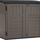 Suncast Outdoor Storage Shed for Backyard and Garden, Horizontal, 4' x 2.5', Stoney Grey - Portable Utility Deck and Cabinet for Tools, Equipment, and Garbage