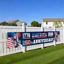 250th Birthday Banner Flag 250 Year Anniversary American Banner 4th of July Patriotic Party Supplies 1776-2026 US Flag Balloon Design Anniversary Banner