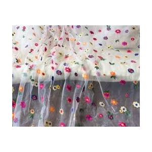 Flower Embroidery Lace Fabric Mesh Gauze Trim for Wedding Bridal Girl Dress Gown Couture Design Sold by the yard